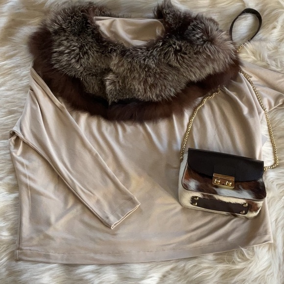 Cream Mock Neck with Dolman Sleeve Blouse - Picture 3 of 7